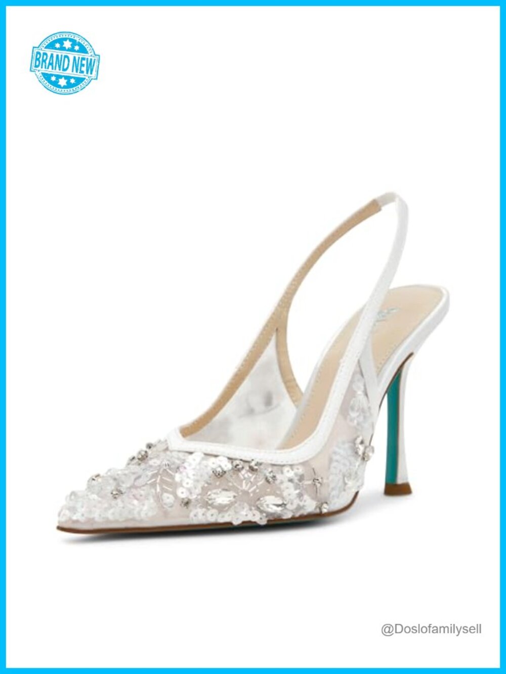 Sequined Beaded Mesh Slingback Stiletto Heel Party Sandal